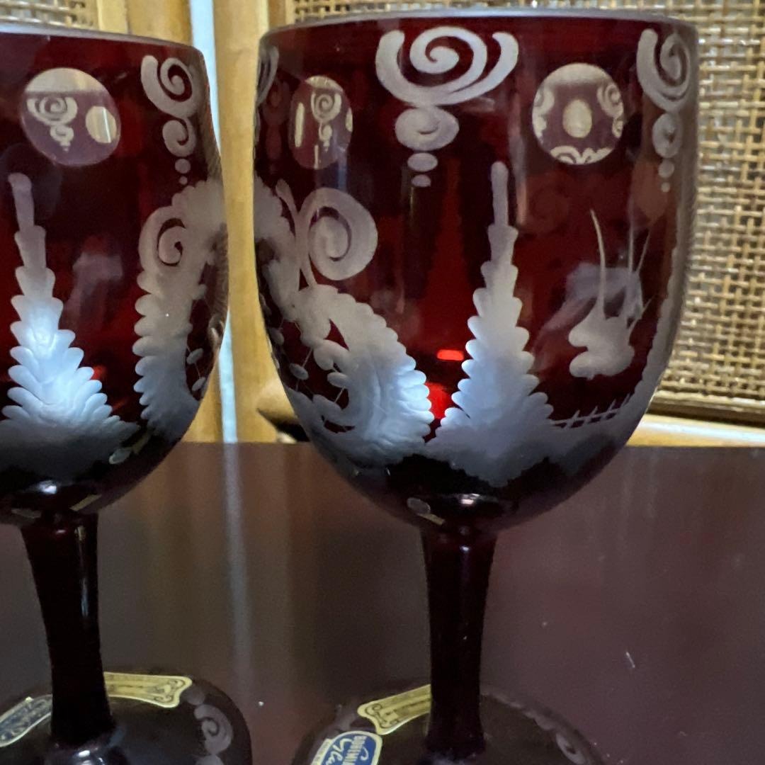 ボヘミアン　ワイングラス　赤