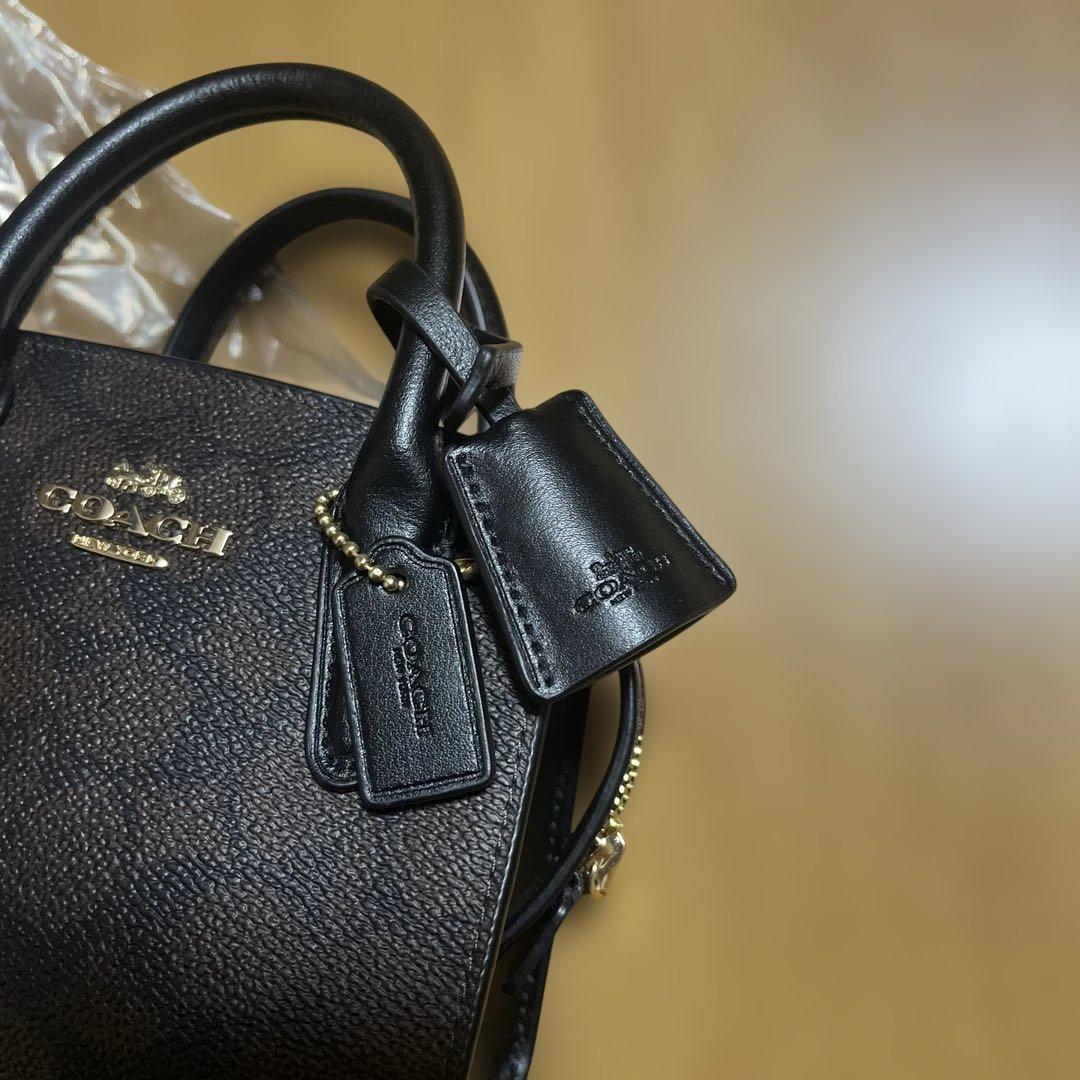 新品COACH ミニハンドバッグ　ブラウン シグネチャー　ショルダーバッグ　福袋