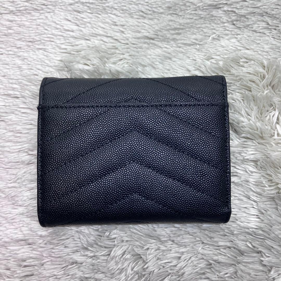 美品✨ サンローラン 三つ折り財布 カサンドラ キャビアスキンYSL レター型