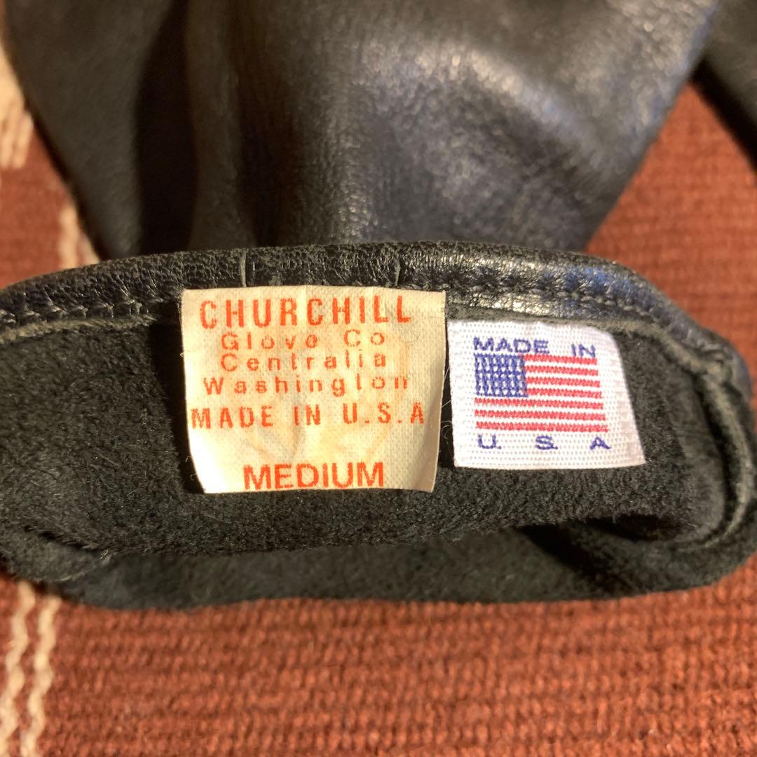 チャーチル グローブ 鹿革 バイク 手袋 アメリカ製 M 黒 CHURCHILL