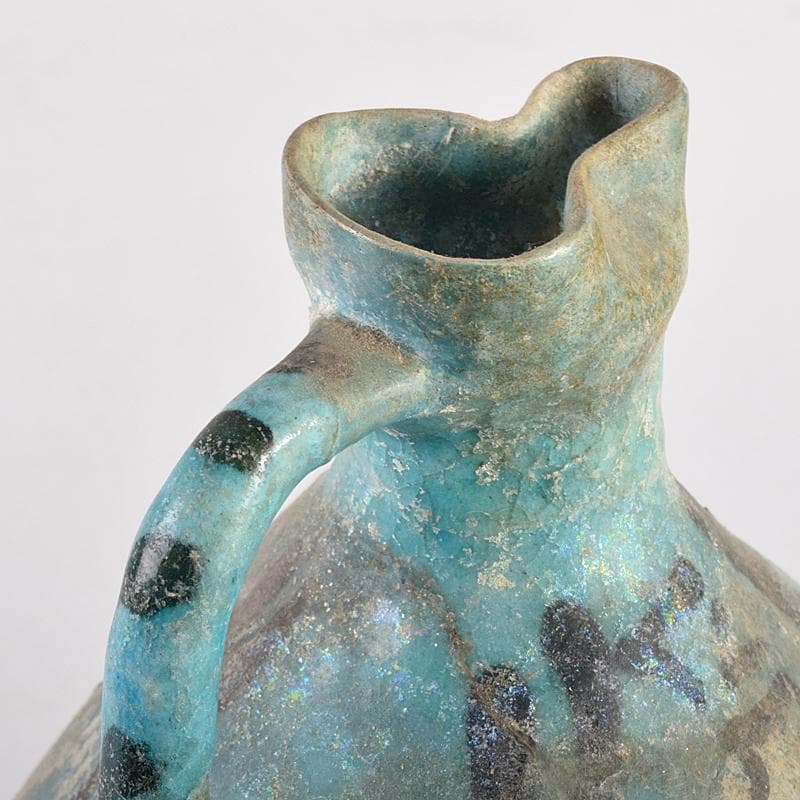 ペルシャ陶器　青釉銀化　水注　執壷　V　R8525