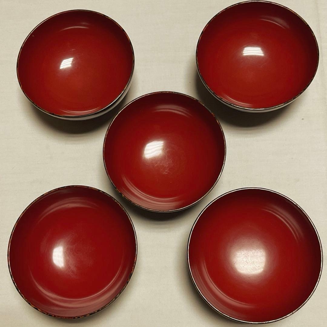 津軽塗り お椀5客セット 和食器 漆器 汁椀 ヴィンテージ