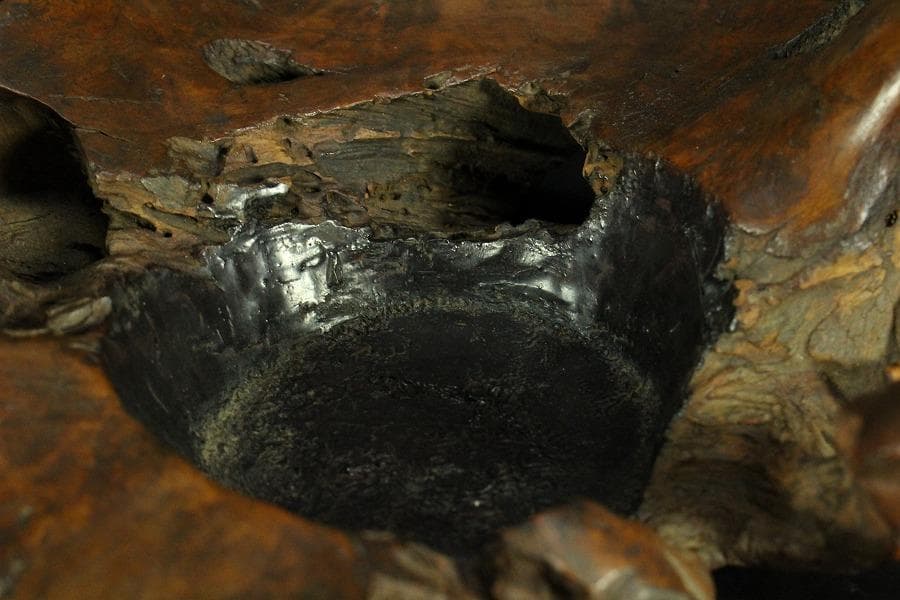 茶道具 奇木 手付 煙草盆 古銅火入 香炉 珍品(K-YC391)