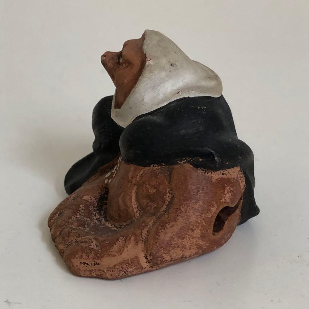 時代物　豆坊　陶器製　小さな豆狸人形　在銘　置物日本人形　郷土玩具　豆人形