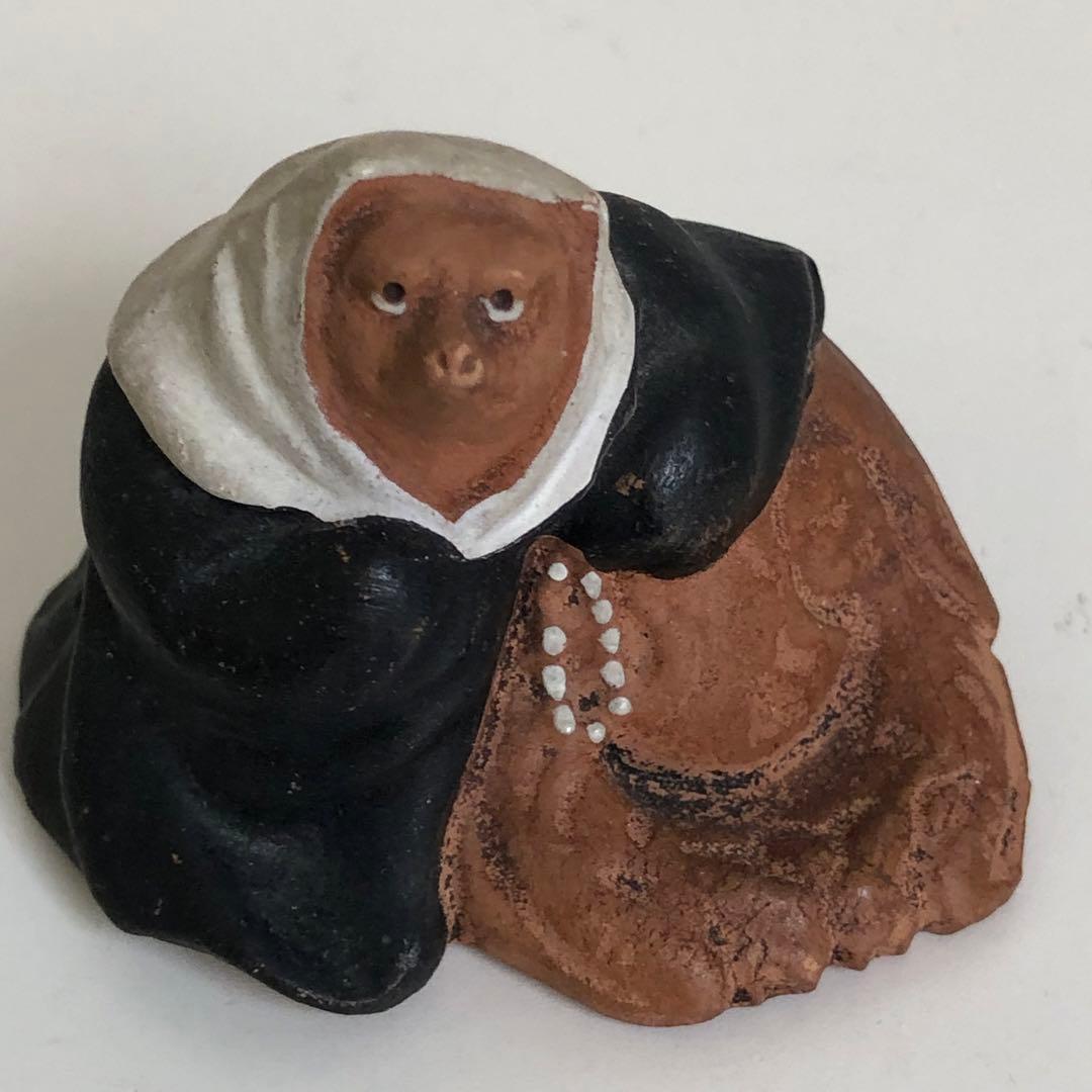 時代物　豆坊　陶器製　小さな豆狸人形　在銘　置物日本人形　郷土玩具　豆人形
