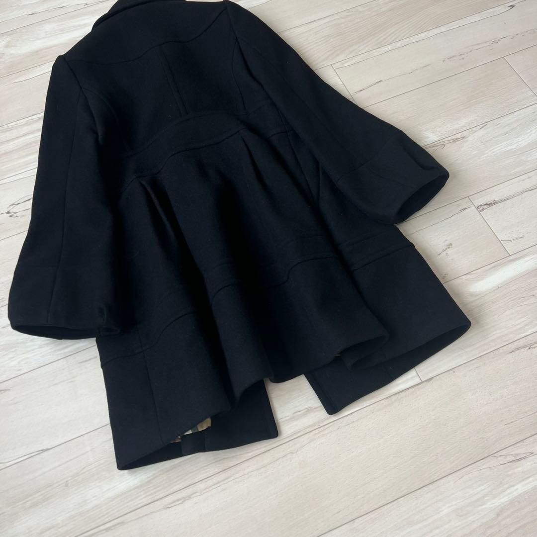 バーバリーブルーレーベル　ウールコート　チェック　Aライン　フレアスリーブ