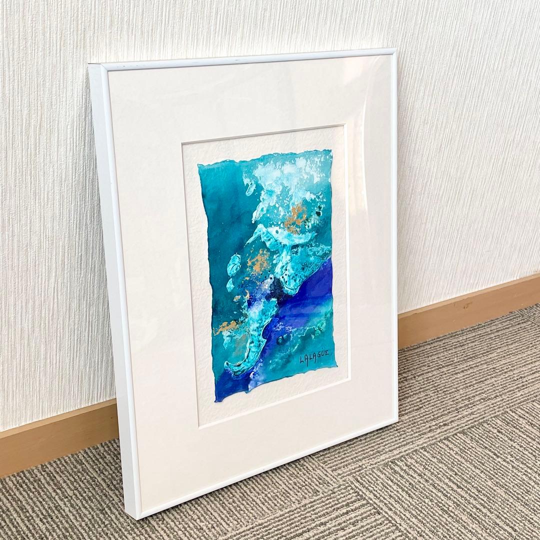 絵画 アート作品 LALAGUE 青と金　抽象画