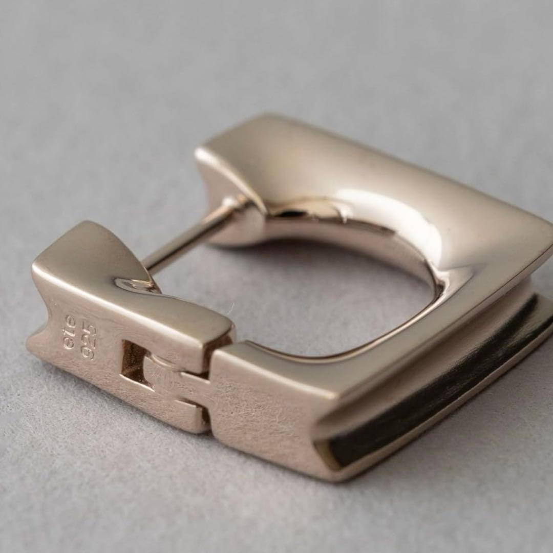 極美品　エテ ete K18 SV925 ロウ スクエア ハグピアス