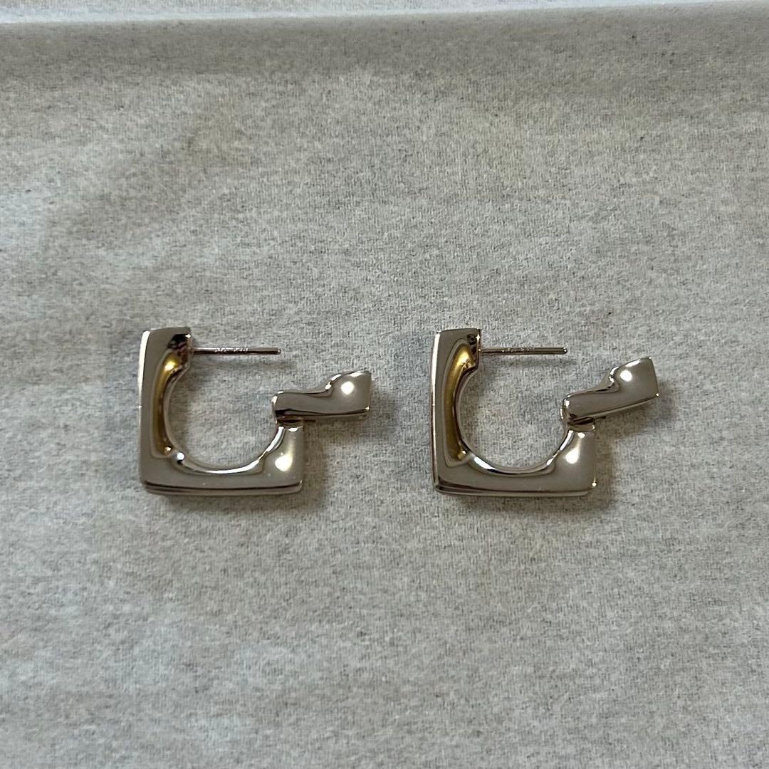 極美品　エテ ete K18 SV925 ロウ スクエア ハグピアス