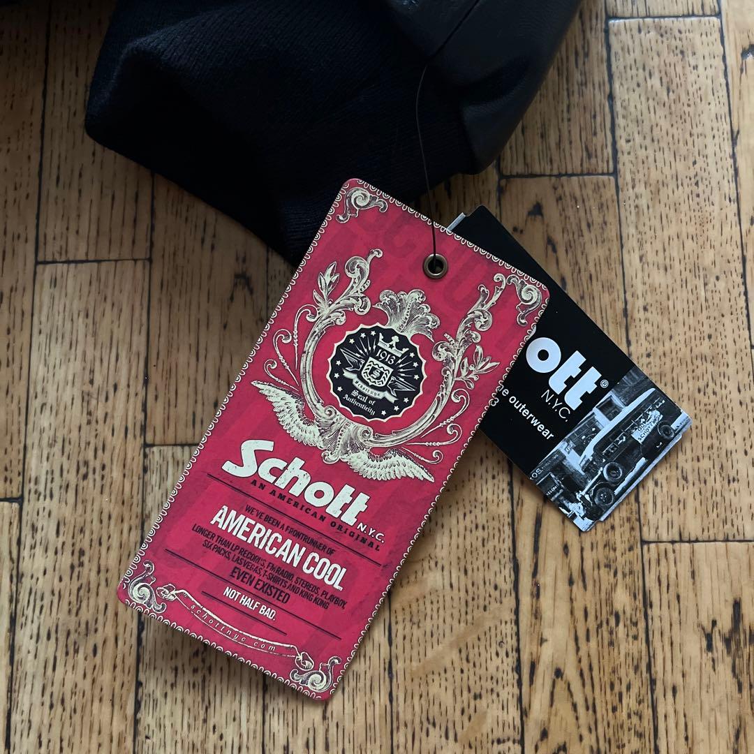 Supreme Schott フーディーレザーボンバージャケット 黒 L