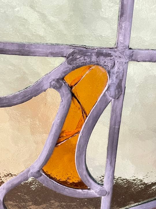 イギリスアンティーク ステントグラスの窓 73×75 フレーム付き