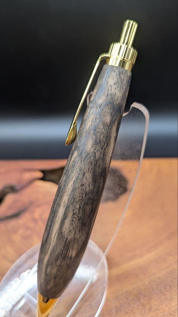 560極上　黒柿孔雀杢　木軸シャーペン　ボールペン　太軸