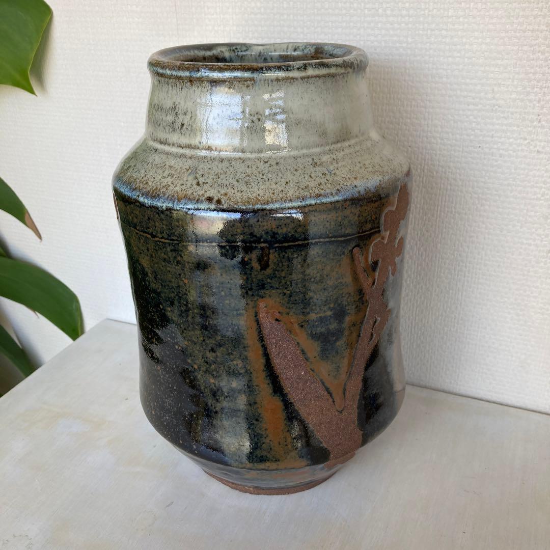 人間国宝　濱田庄司　花瓶　民藝　傑作　浜田庄司　黍文