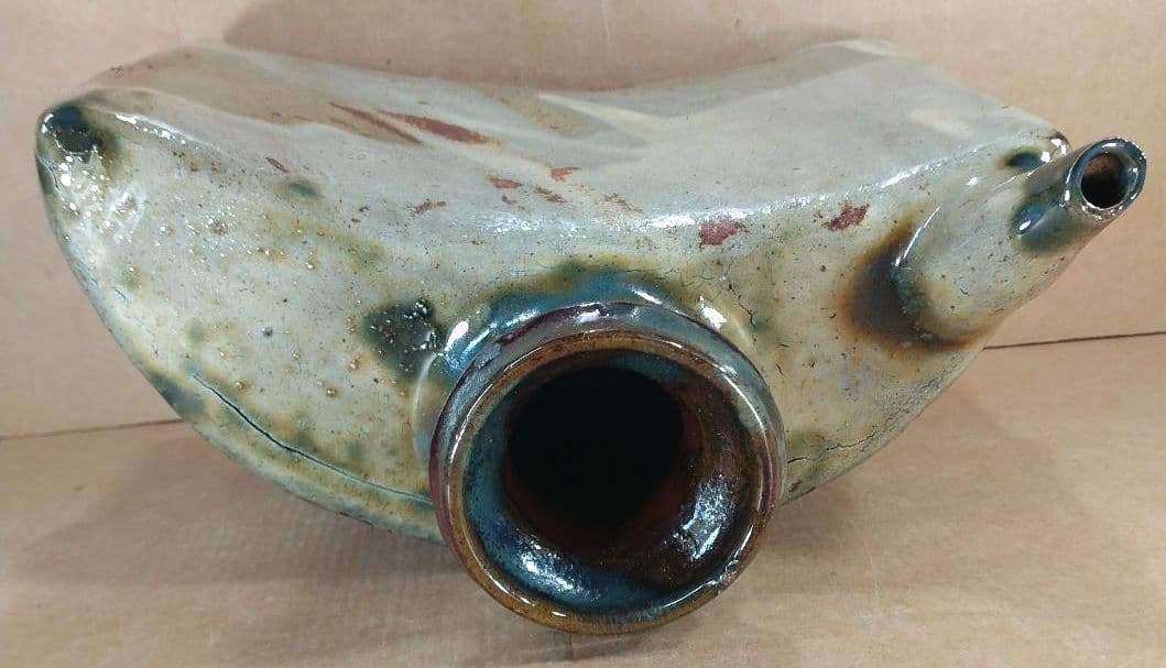 【本物保証】金城次郎 魚紋抱瓶 共箱 栞 人間国宝 壺屋焼 壷屋焼 双魚紋抱瓶