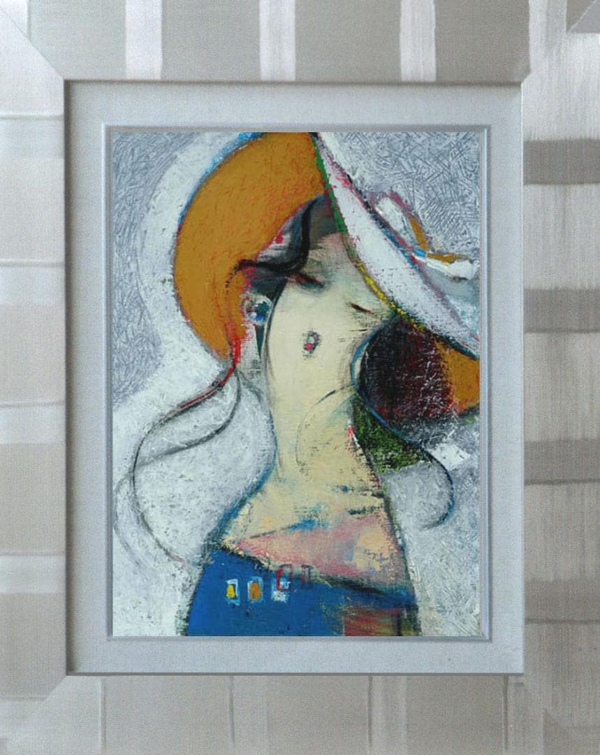 油絵 菅家令子 絵 絵画 インテリア 額付(黒) F6-081812 人物 女性