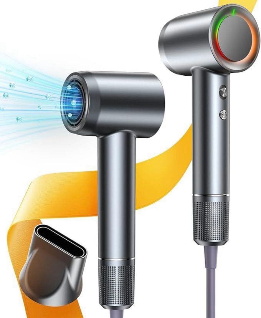 ★❣️大特価❣️ヘアドライヤー 大風量 グレー 速乾 静音 LEDライトリング