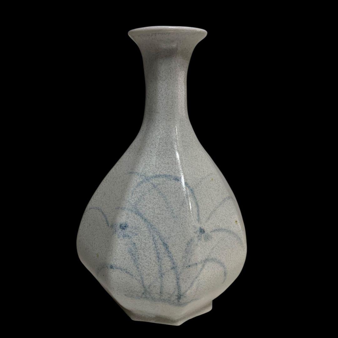 古松淳志 染付 秋草紋瓶 徳利