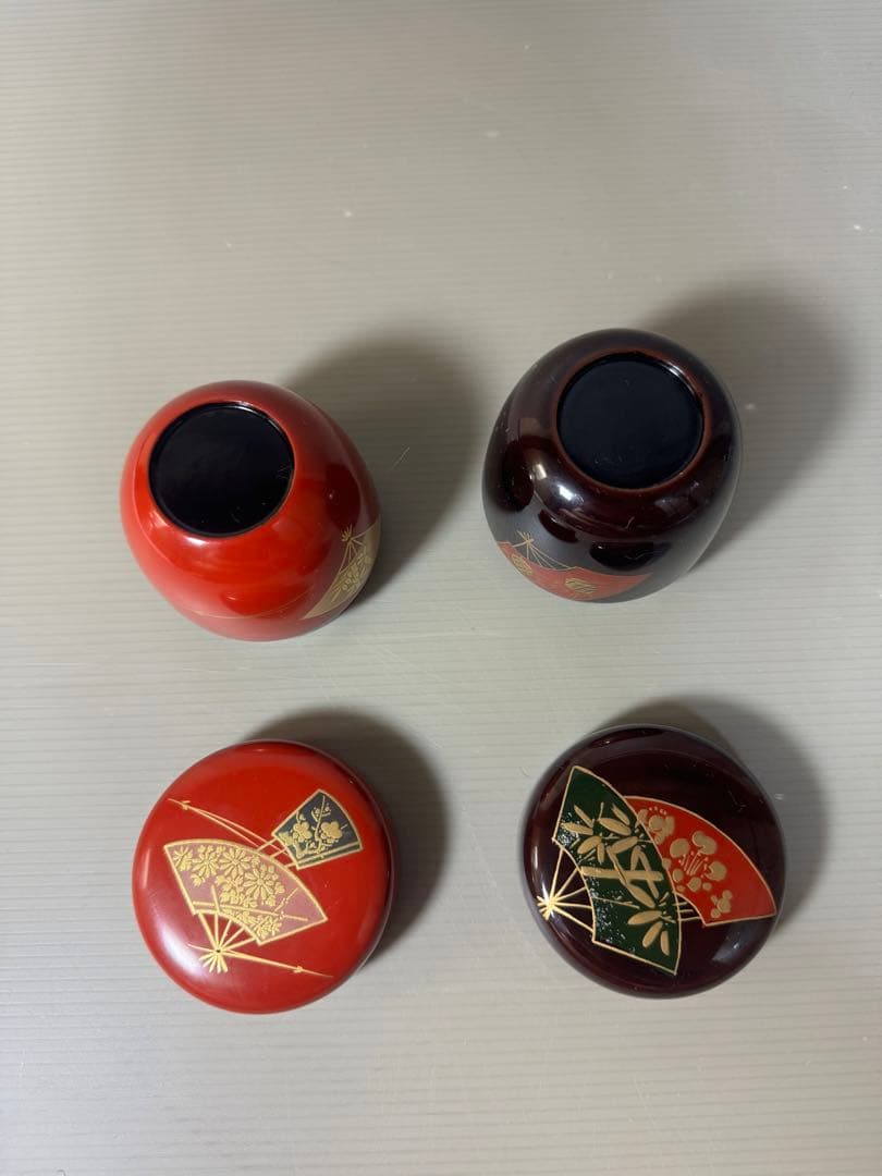 2384 茶道具　中棗 なつめ 2客　扇面 金彩