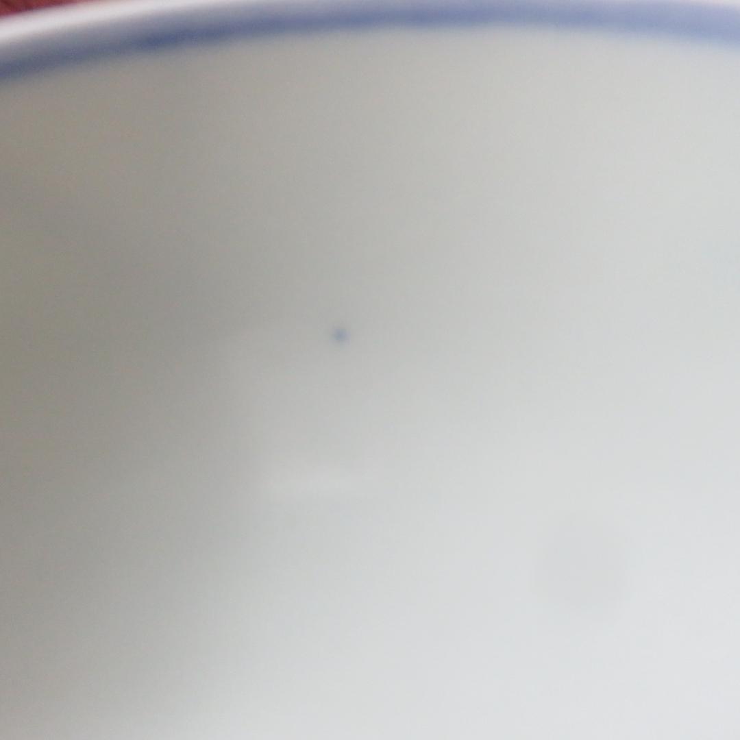 蓋物 染付 草花文様 5客 角倉 明治 窯傷 シンプル 繊細