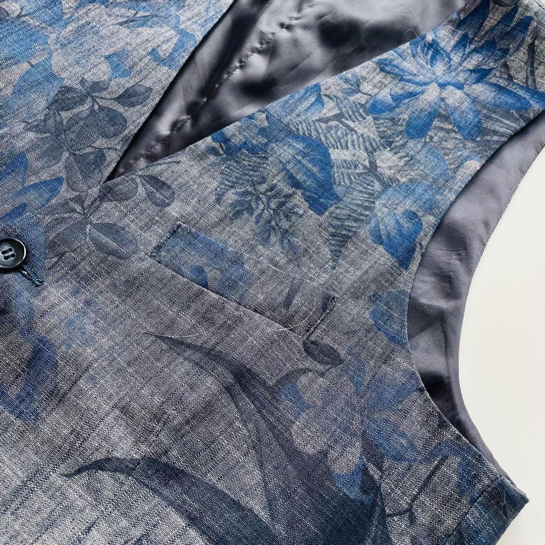 ジャンネット ベスト メンズ ジレ 花柄 総柄 シングル46 イタリア製