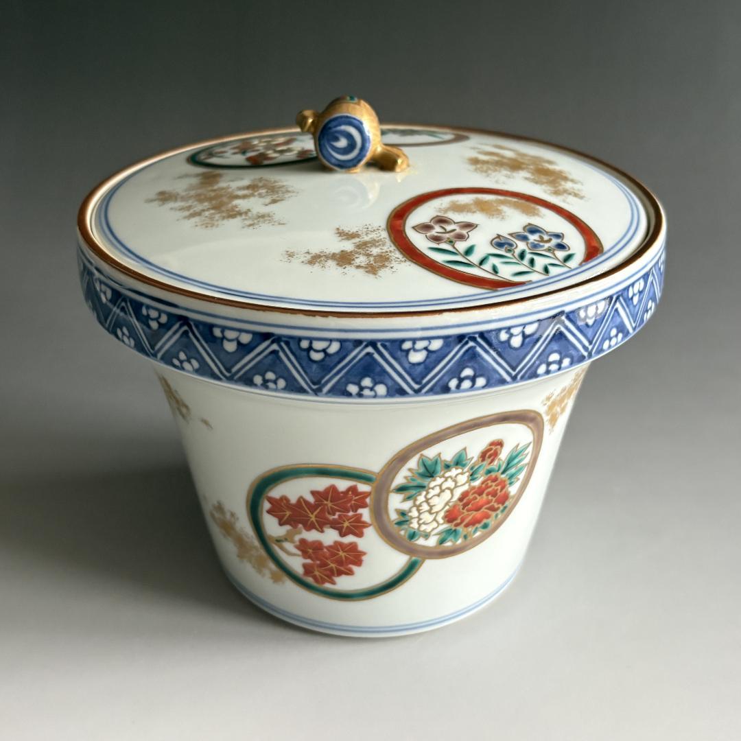 色絵丸紋　末広水指　平安秀峰　茶道具