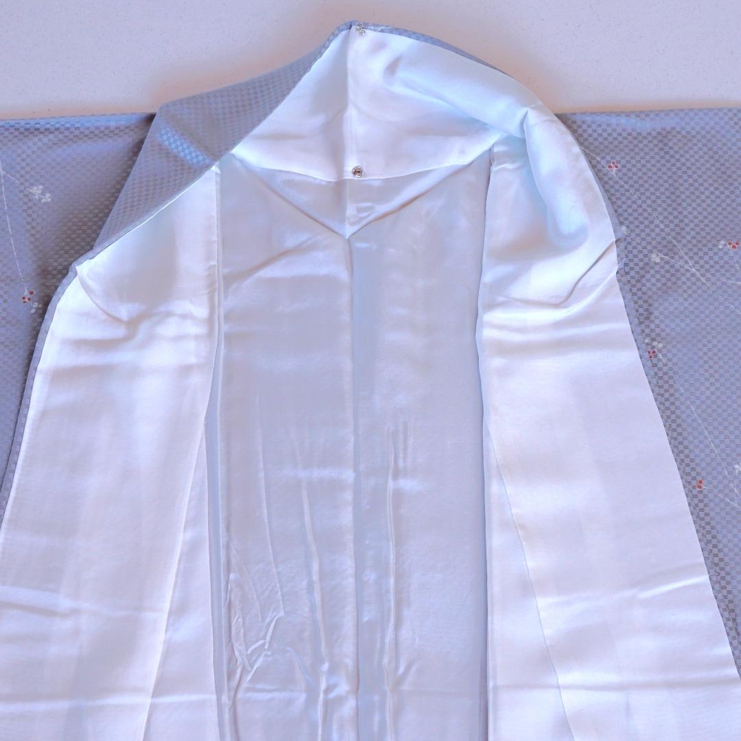 アイスブルーのすっきりとしたお召　市川純一郎　正絹