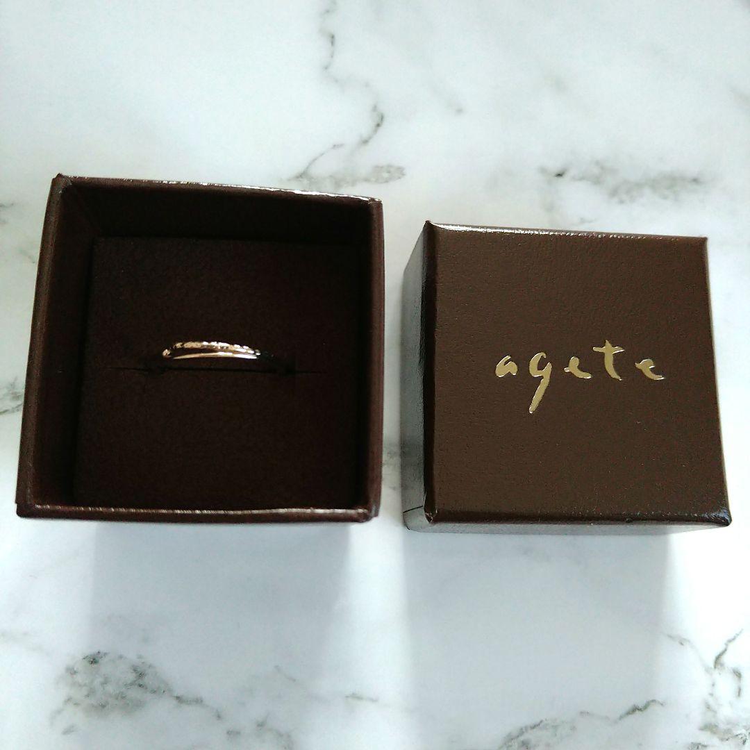【美品】ageteアガット K5 リング 9号 シンプルリング 箱付き