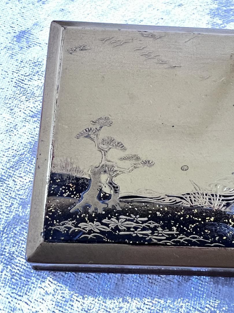 金蒔絵山水紋香箱　江戸期　合せ箱　金銀 漆器