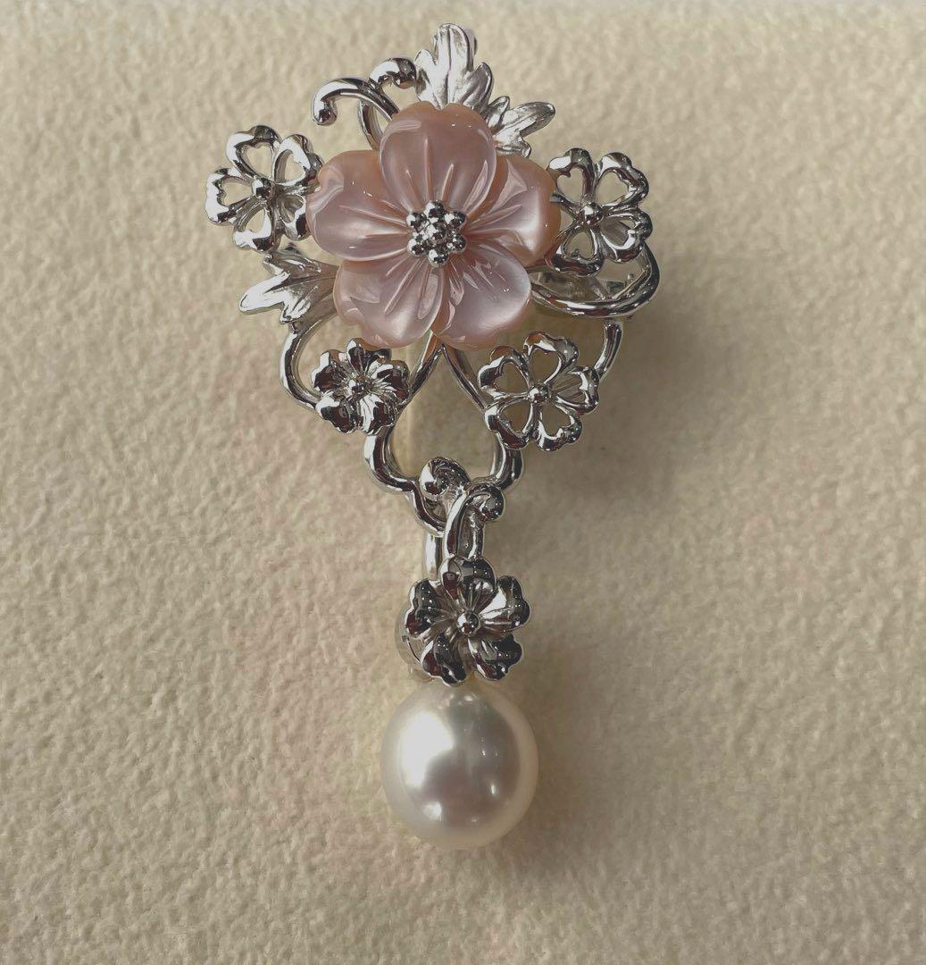 ギンザ・タナカ ブローチ 白蝶真珠 入学式 卒業式 検索用-あこや真珠-ミキモト