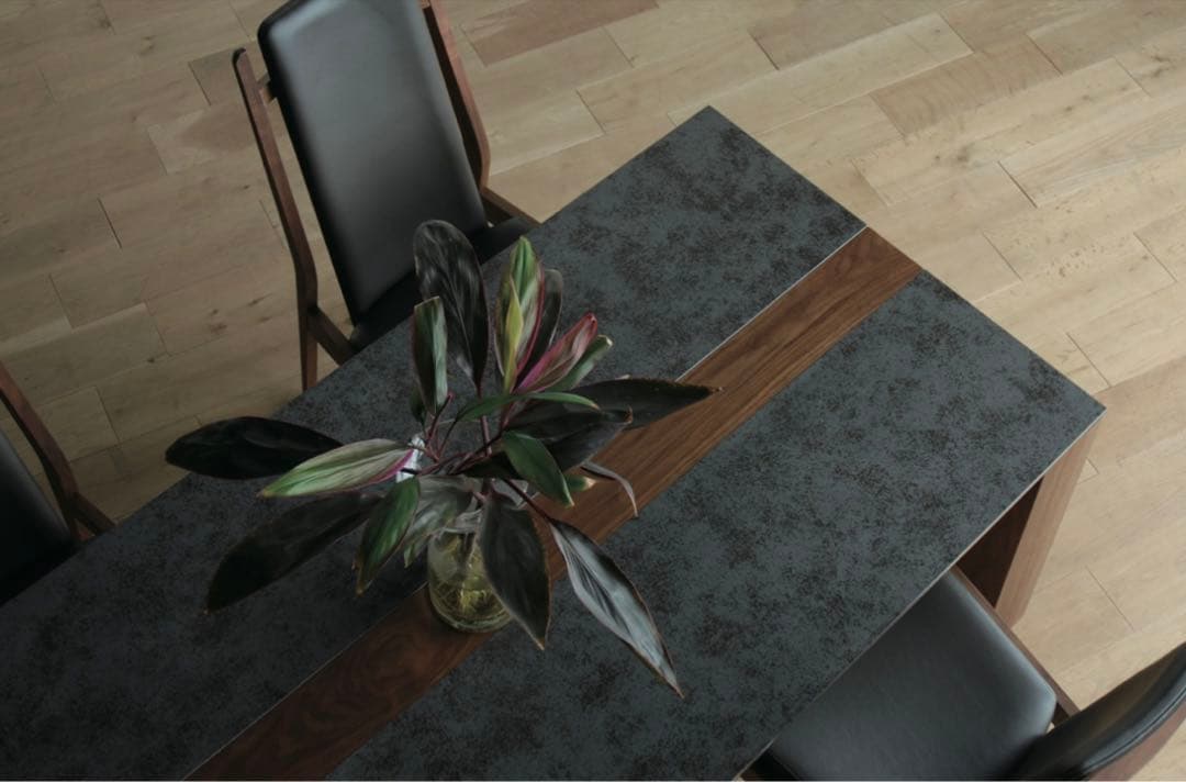 【Yu】高級セラミックテーブル モダン ウォールナット１６５㎝