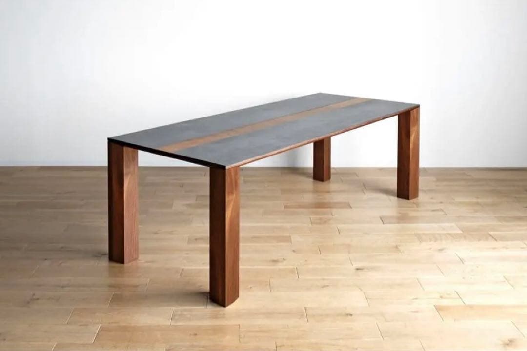 【Yu】高級セラミックテーブル モダン ウォールナット１６５㎝