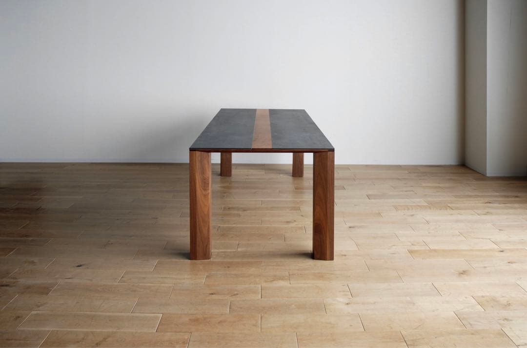 【Yu】高級セラミックテーブル モダン ウォールナット１６５㎝