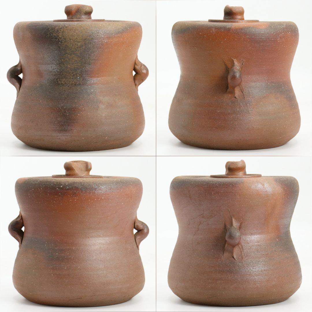 小西陶古作 備前焼 耳付水差 堀内宗完(兼中斎)書付 共箱 茶道具　V883