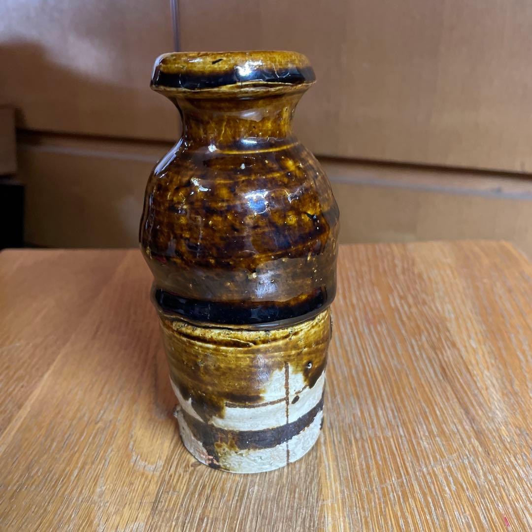 中島勝乃利　飴釉織部徳利　箱なし