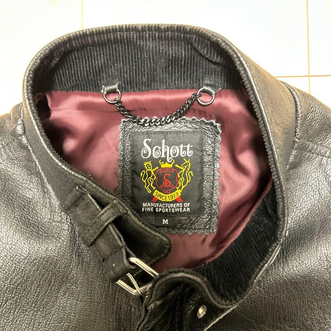 Schott ブラック シングルライダースジャケット M