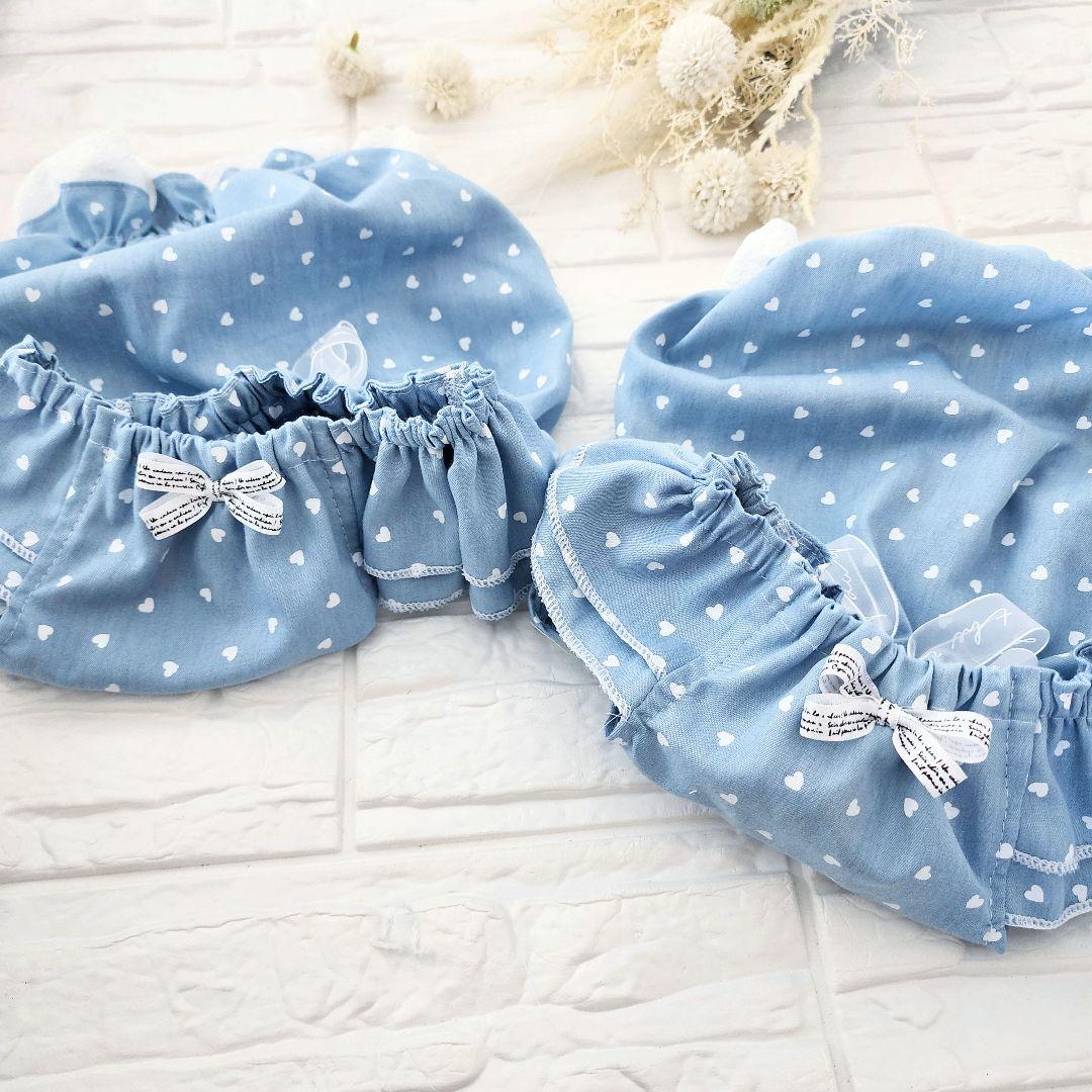 かりん様❤️くま耳付き帽子♡ハートデニム♡コットン♡フレブル♡ハンドメイド犬服