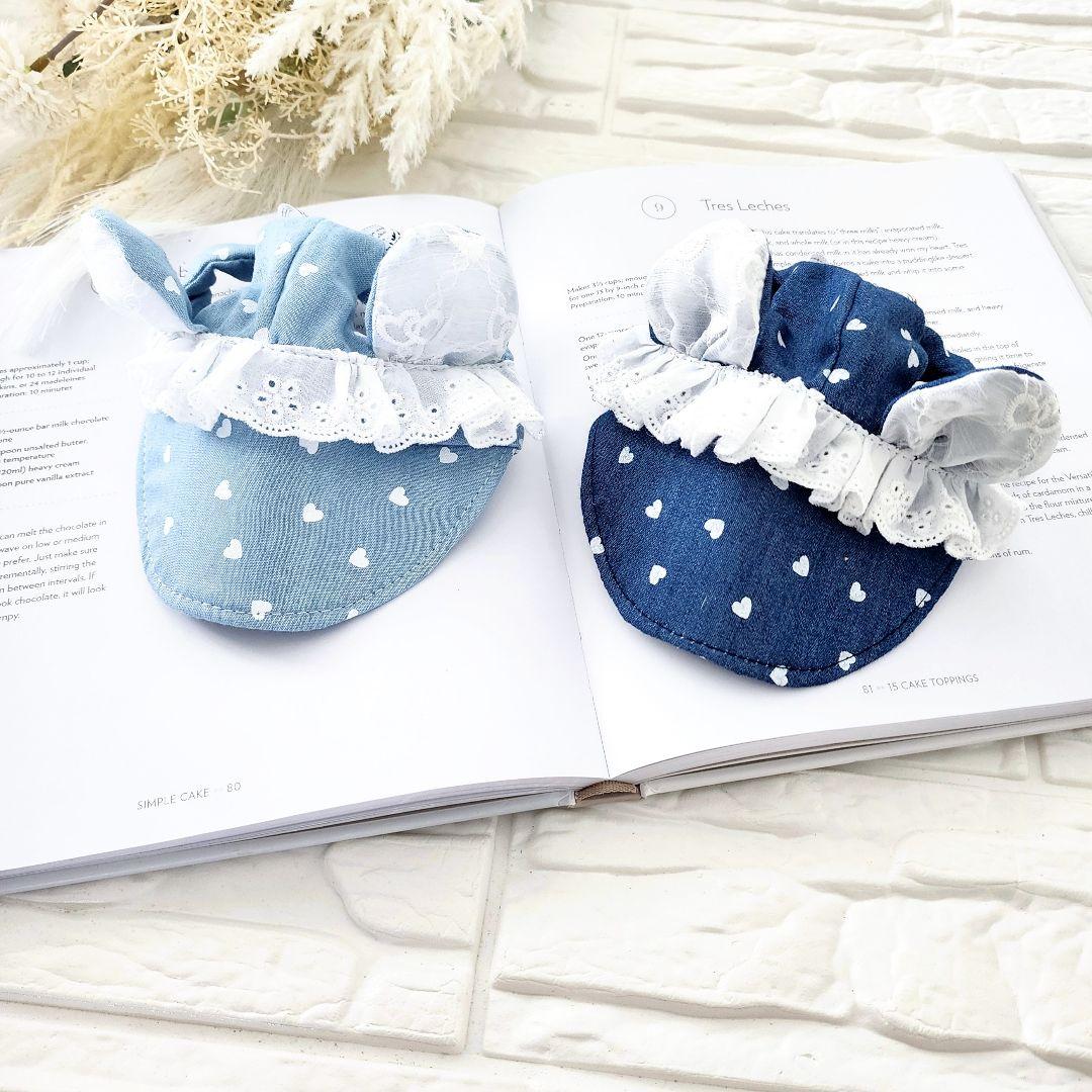 かりん様❤️くま耳付き帽子♡ハートデニム♡コットン♡フレブル♡ハンドメイド犬服