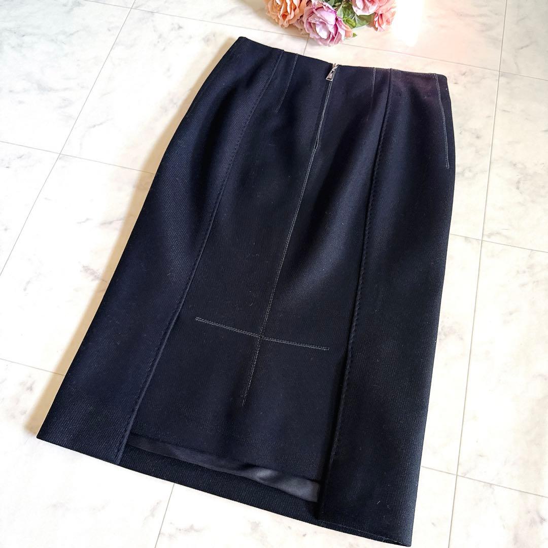 美品★LOUIS VUITTON タイトスカート ブラック LVロゴプル 34