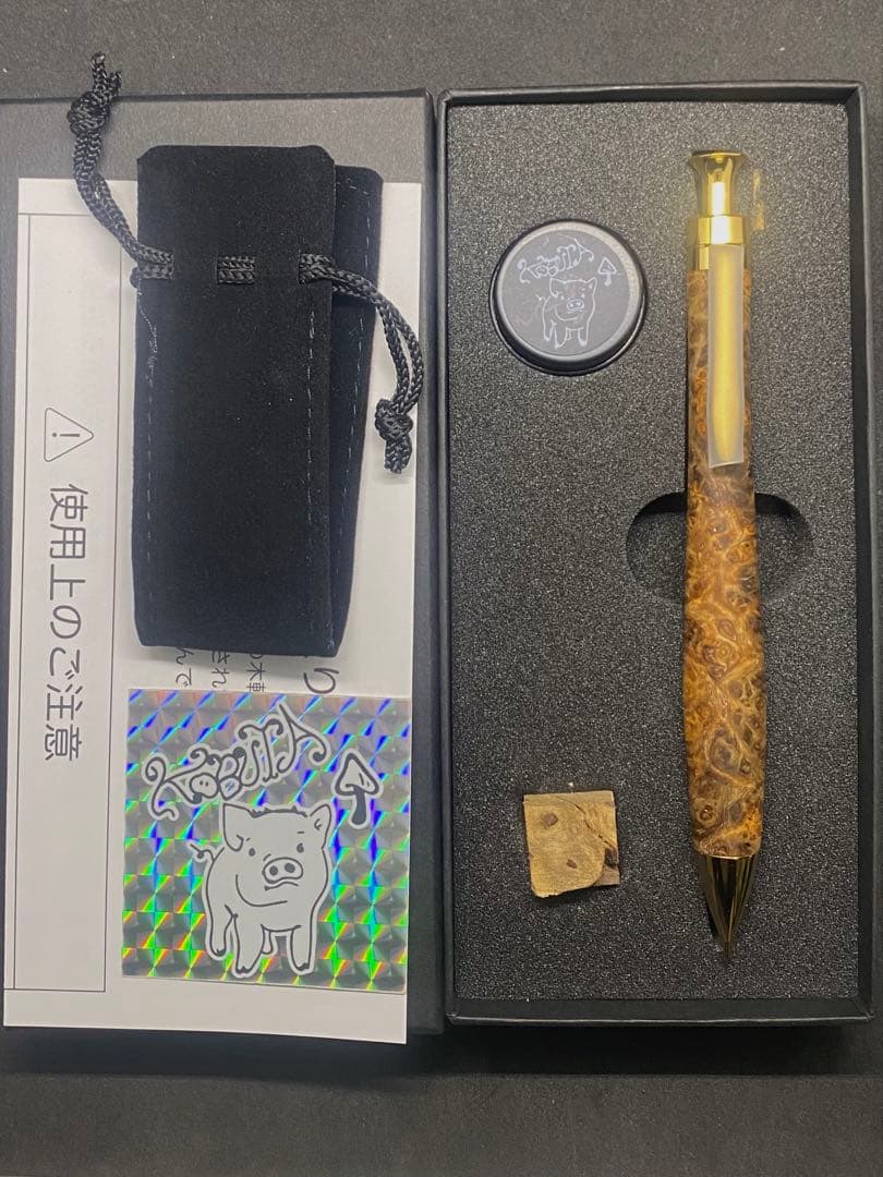 こぶた工房 シャープペンシル 極上花梨瘤 赤青0.5mmゴールド金具