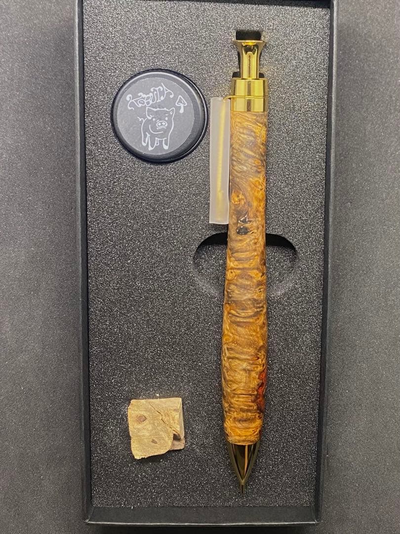 こぶた工房 シャープペンシル 極上花梨瘤 赤青0.5mmゴールド金具