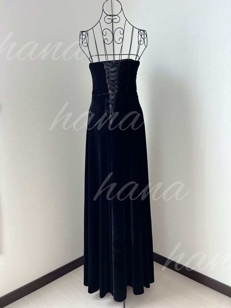 【前撮り・謝恩会】ブラックドレス 黒 ベルベット ベロア キラキラ 美シルエット