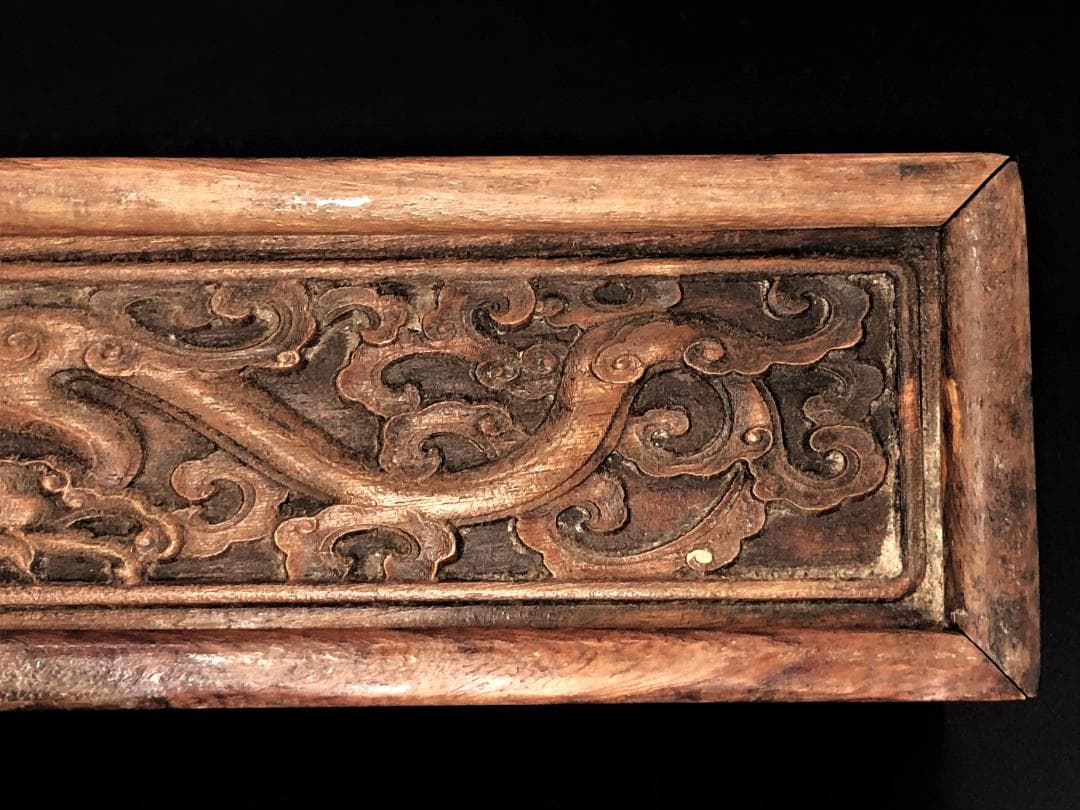 【 双龍（雨龍）唐木箱 】 清朝古玩・骨董