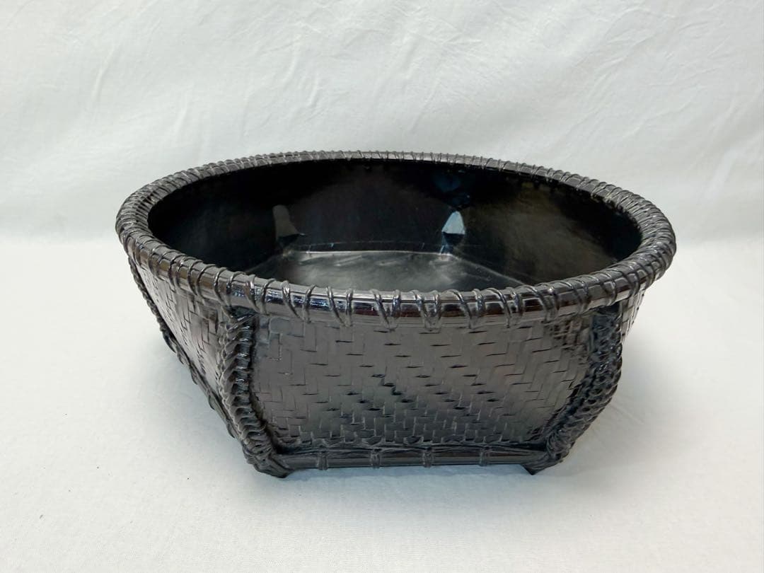 未使用 茶道具 唐物写六角 炭斗 炭入 炭点前元箱