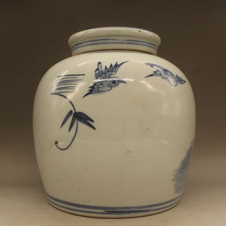 清光緒鯖牡丹花蓋缶 景徳鎮 陶磁器 装飾品 現代工芸品 美術品 置物