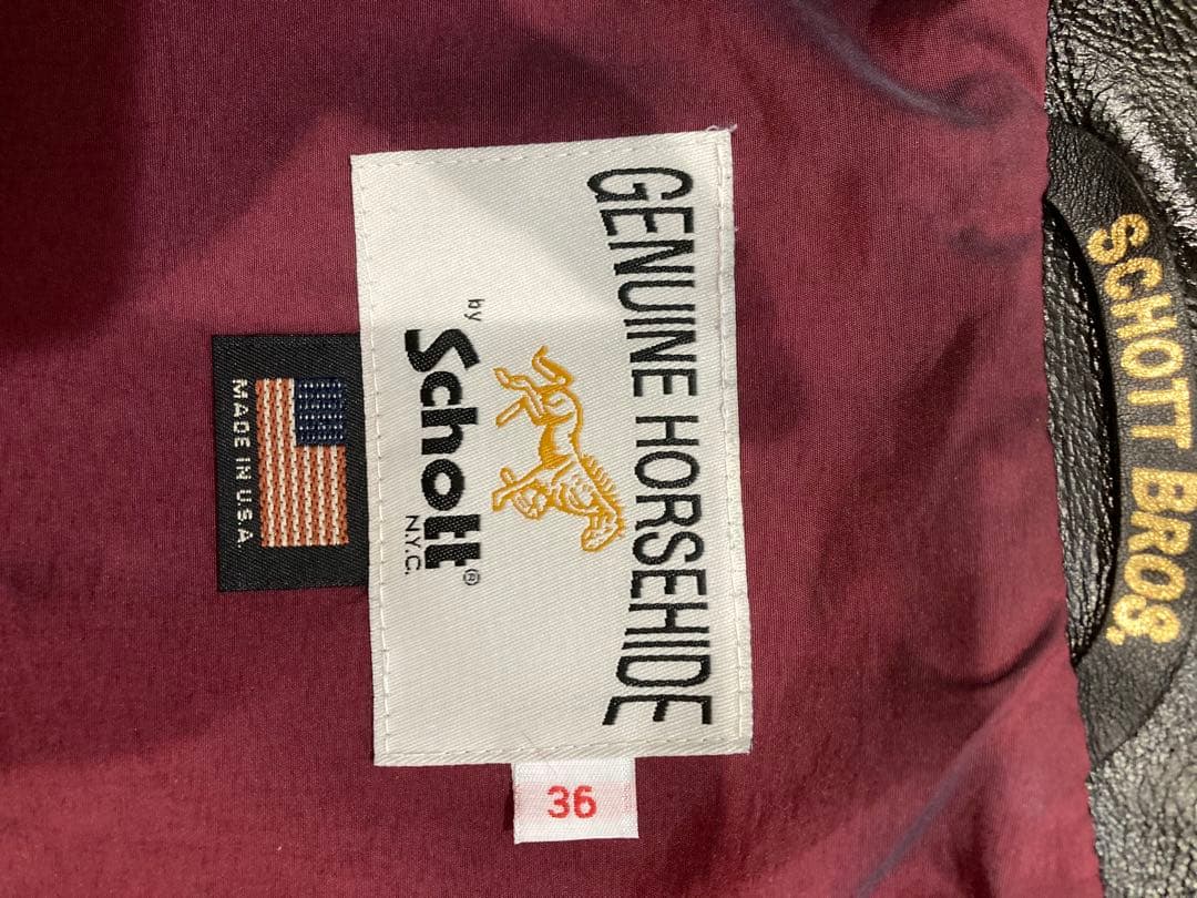 Schott 641XXH 馬革シングルライダース サイズ36 ブラック