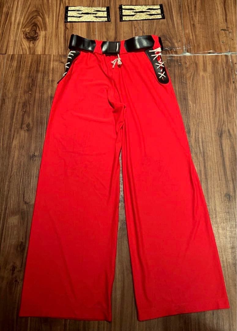 貴重! タイガーマスク 赤パンタロン&ラメリストバンド(豊嶋製) 新日本プロレス
