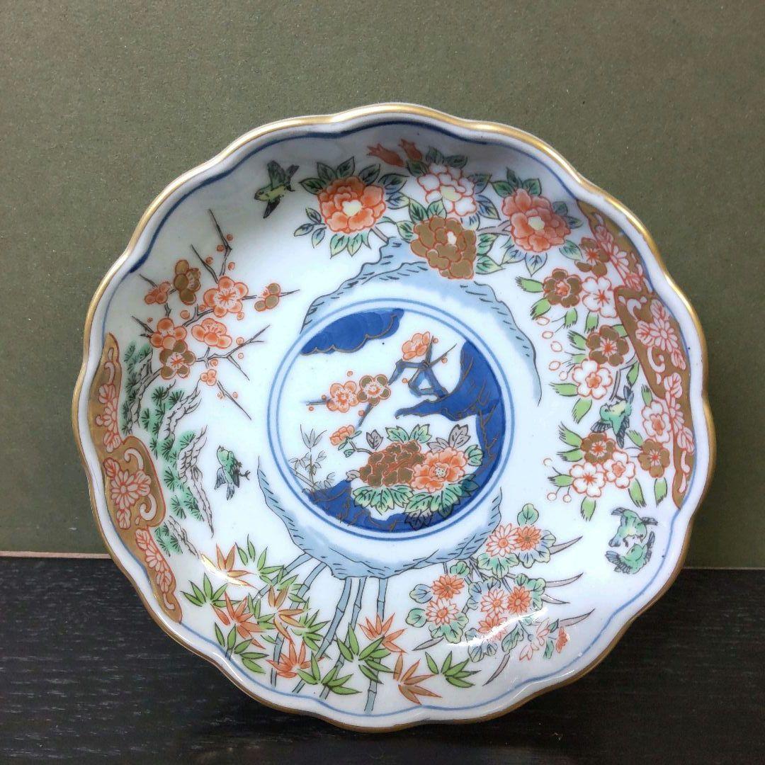 （808）✿有田焼★弥左衛門窯★古伊万里写★4号取皿揃★破魔オマケ付き★
