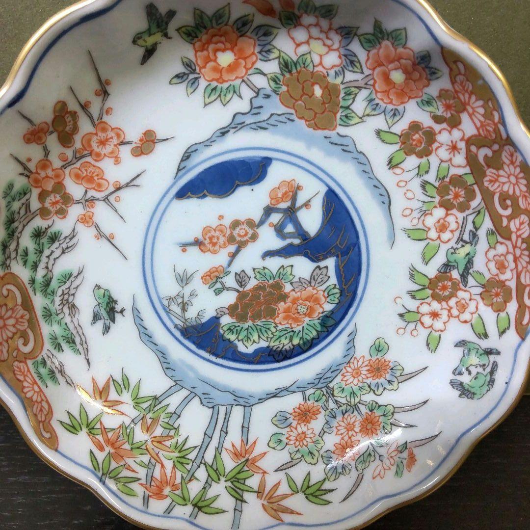 （808）✿有田焼★弥左衛門窯★古伊万里写★4号取皿揃★破魔オマケ付き★