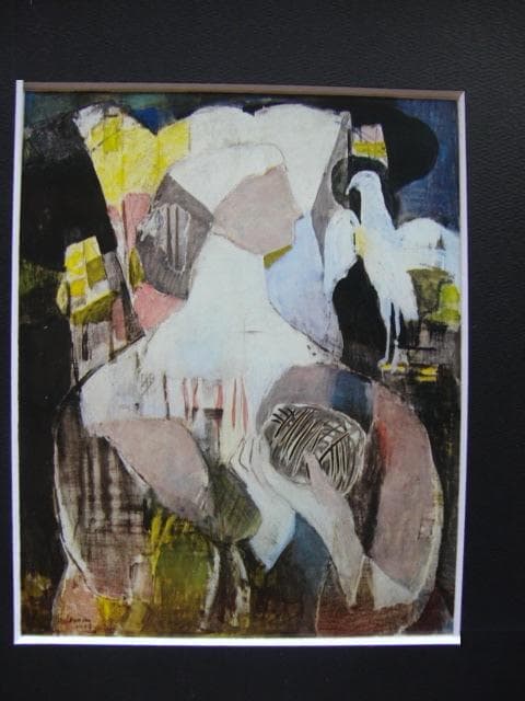 山口薫、【ダム・エリザベートの載冠】、年代物・希少な画集画、新品高級額 額装付