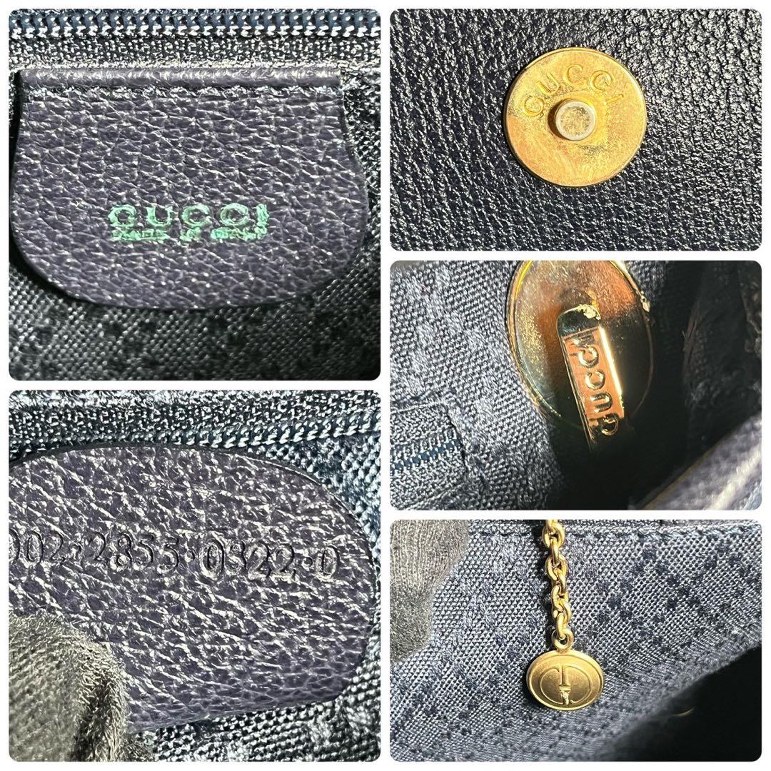 【希少✨】グッチ バンブー 2way ハンドバッグ スウェード 大容量 ネイビー